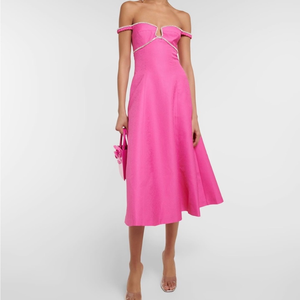 Self-Portrait Pink Off-Shoulder Sleeveless Midi Dress